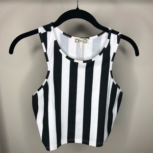 Black and White Striped Crop Top